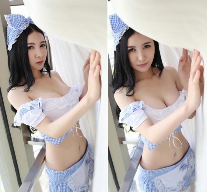 Roupa interior quente de Transparent Tuspenders Sexy da empregada doméstica da venda Fioyia014 Cosplay
