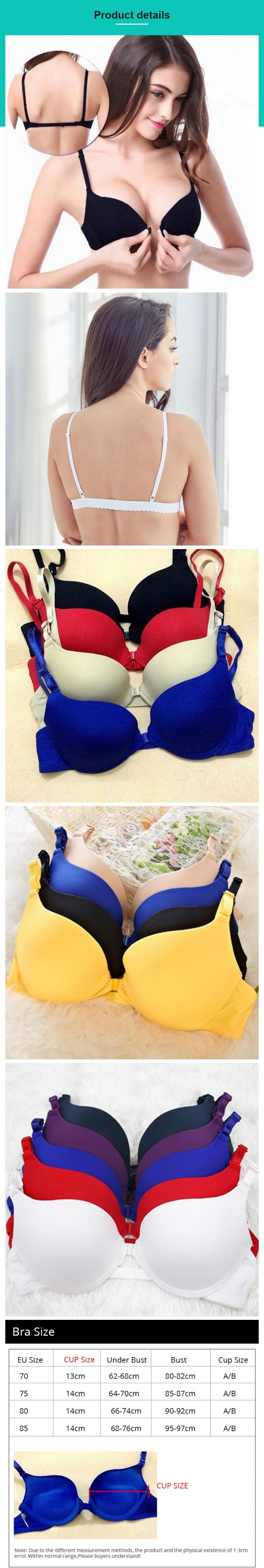 A planície "sexy" de nylon dos sutiãs das mulheres do algodão 32a 38A tingiu Front Closure Bra Full Cup 0