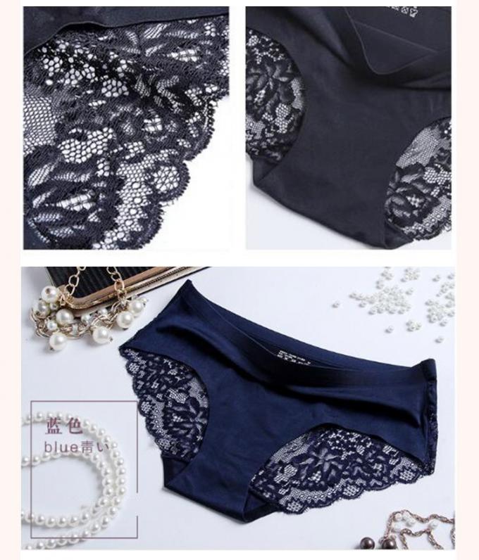 Seda feita malha sem emenda "sexy" do gelo da cuecas do roupa interior das senhoras do laço do cânhamo 3