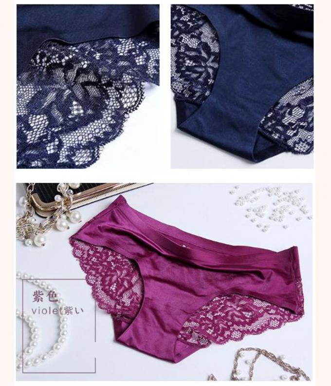 Seda feita malha sem emenda "sexy" do gelo da cuecas do roupa interior das senhoras do laço do cânhamo 4