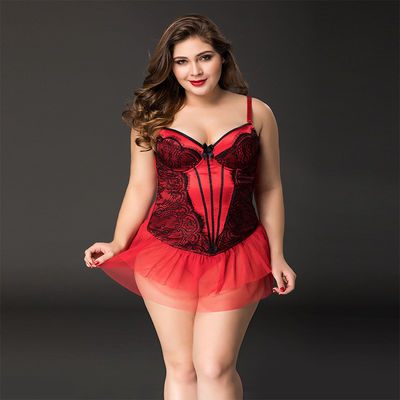 Sem mangas floral roupa interior &quot;sexy&quot; vermelho principal do roupa interior 85kg XXXL do laço do grande