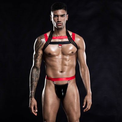 Jogo &quot;sexy&quot; do papel da correia da cintura 76cm do busto 105cm da veste do preto do Bodysuit dos homens da roupa de noite