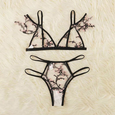 Laço transparente &quot;sexy&quot; anti-bacteriano respirável Bralette da flor da poliamida do laço 82
