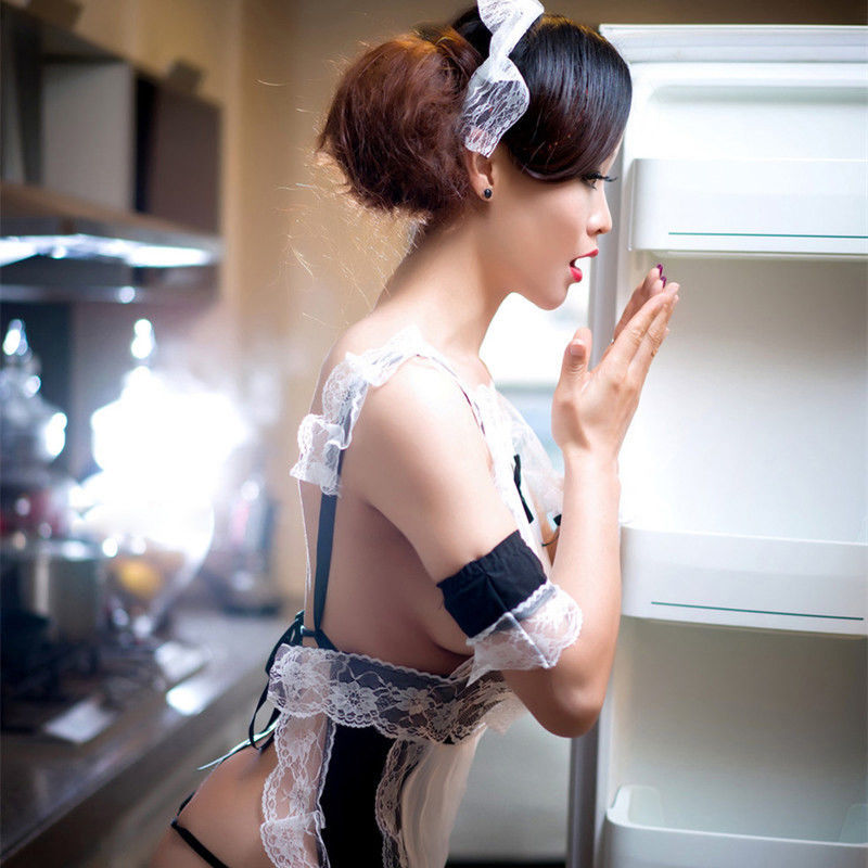 Da luva curto sem mangas do vestido da boneca do poliéster empregada doméstica &quot;sexy&quot; de Cosplay dos suspensórios da roupa interior