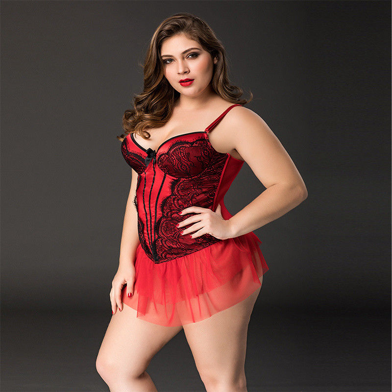 Sem mangas floral roupa interior &quot;sexy&quot; vermelho principal do roupa interior 85kg XXXL do laço do grande