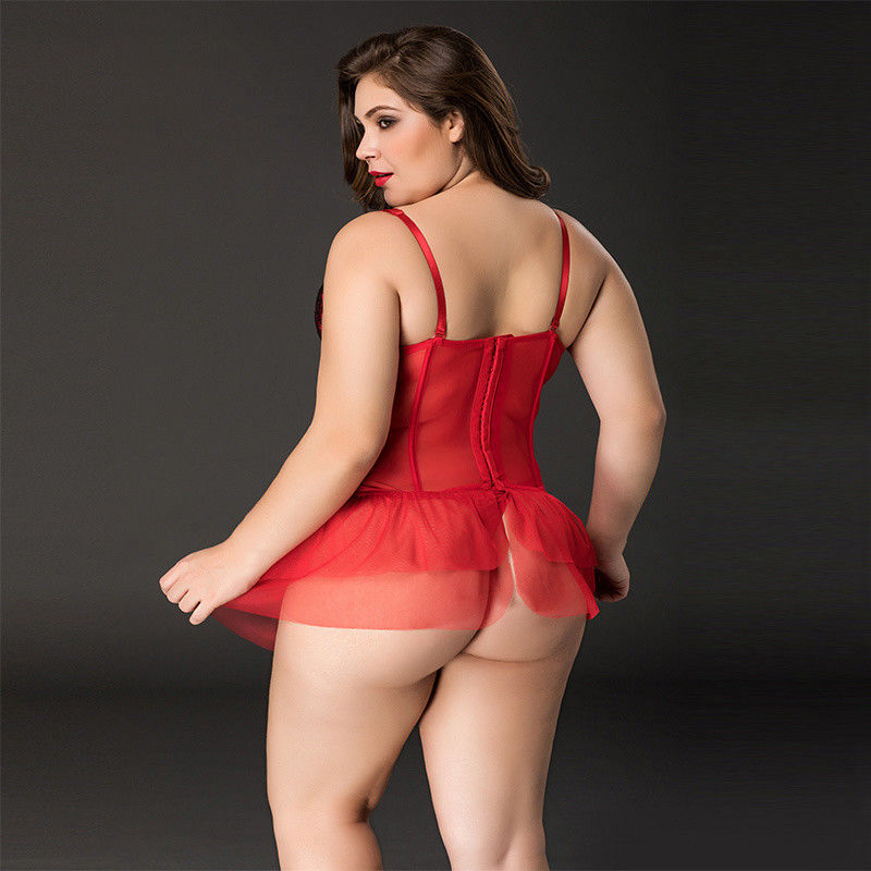 Sem mangas floral roupa interior &quot;sexy&quot; vermelho principal do roupa interior 85kg XXXL do laço do grande