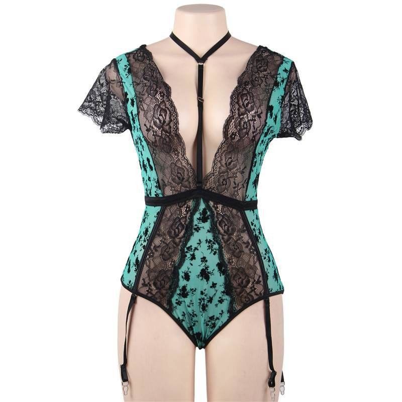 Bodysuit grande &quot;sexy&quot; floral do laço do busto da roupa interior 5XL do laço da grande perspectiva do tamanho