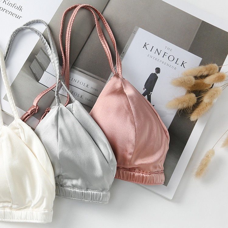 o triângulo de 16mm envolve sutiãs &quot;sexy&quot; sem emenda Front Closure Wireless Bra das mulheres