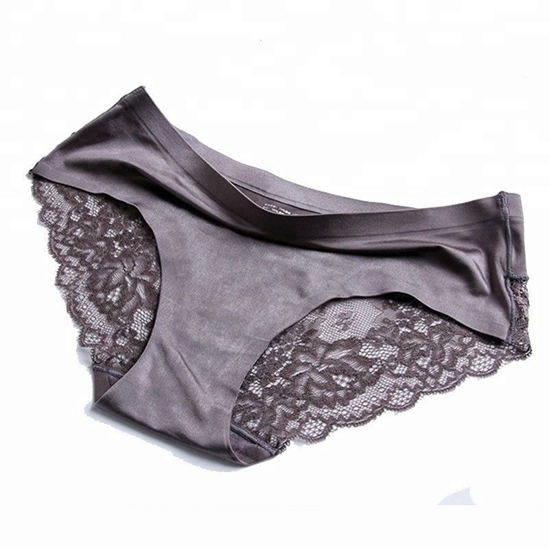 Seda feita malha sem emenda &quot;sexy&quot; do gelo da cuecas do roupa interior das senhoras do laço do cânhamo