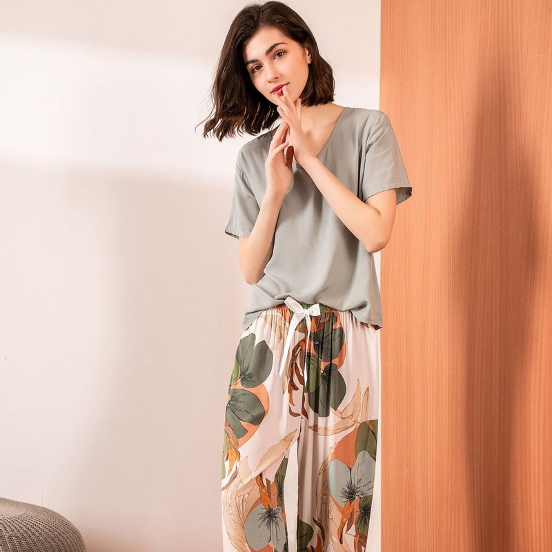 Terno de seda da noite da roupa de noite 62cm XS 2XL dos pijamas das mulheres 3XL para senhoras