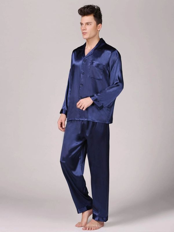 Sala de estar morna de seda dos pyjamas dos Pyjamas dos homens do inverno da roupa de noite dos homens de Setnotch