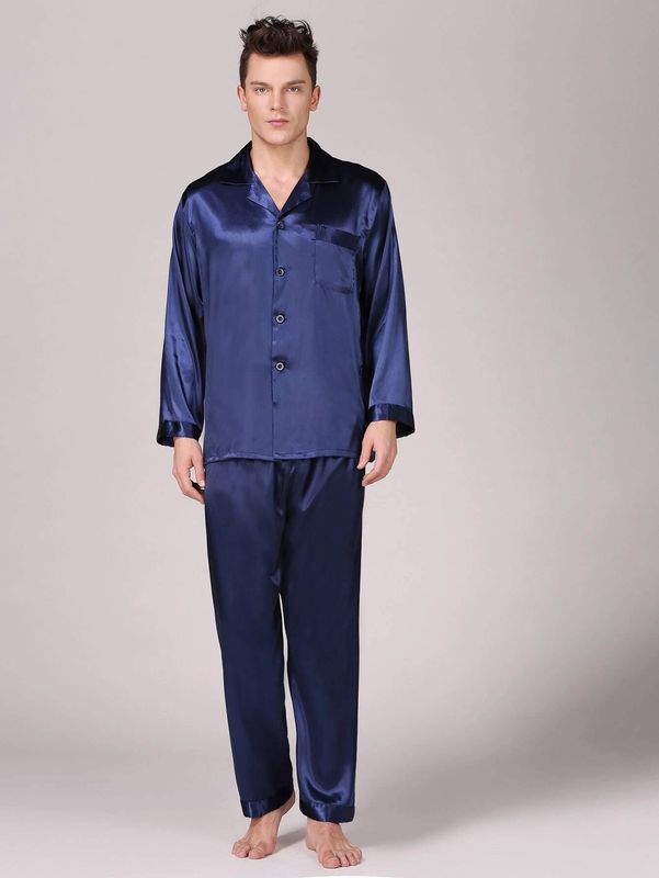 Sala de estar morna de seda dos pyjamas dos Pyjamas dos homens do inverno da roupa de noite dos homens de Setnotch