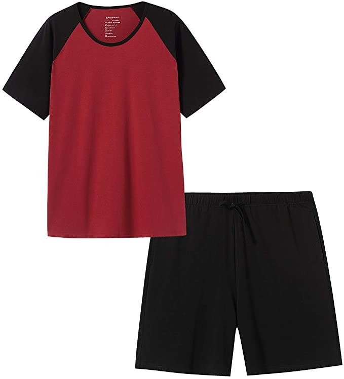 2XL L grupo feito malha de duas partes do terno da noite dos pijamas mornos da roupa de noite dos homens
