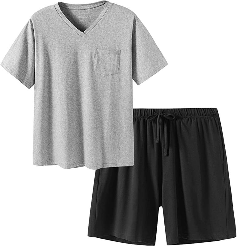 2XL L grupo feito malha de duas partes do terno da noite dos pijamas mornos da roupa de noite dos homens