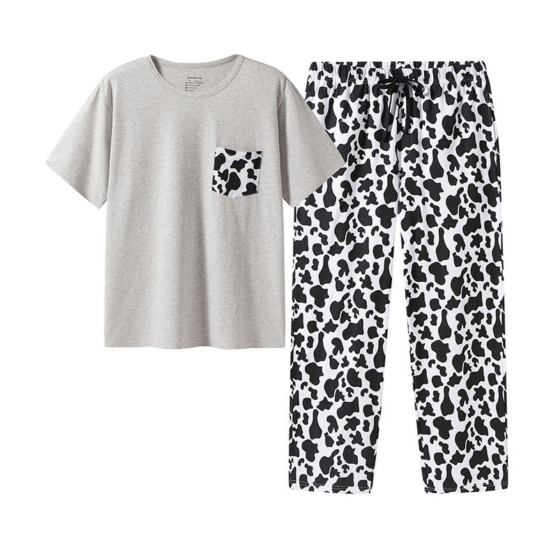 2XL L grupo feito malha de duas partes do terno da noite dos pijamas mornos da roupa de noite dos homens