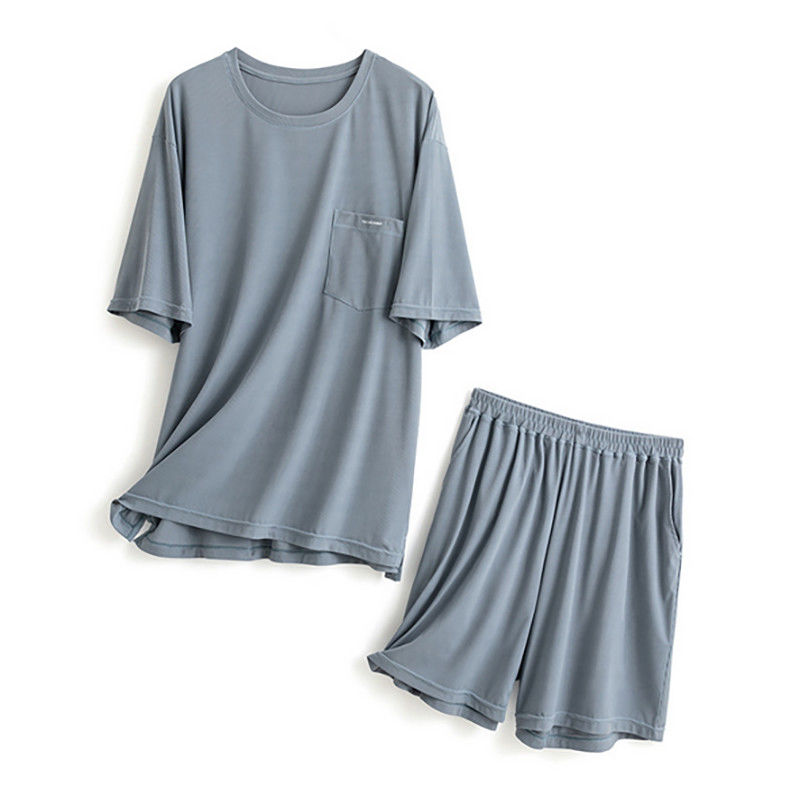 A roupa de noite de seda dos homens de XXL fez malha o verão azul de Loungewear do terno da noite da caixa de 114cm