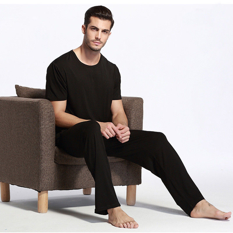 Viscose de bambu do fato de esporte morno de nylon elástico dos homens das calças de pijama da roupa de noite dos homens
