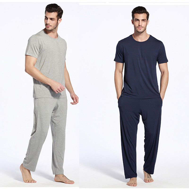 Viscose de bambu do fato de esporte morno de nylon elástico dos homens das calças de pijama da roupa de noite dos homens