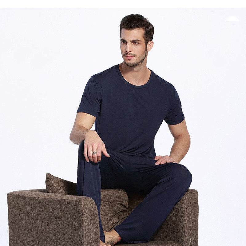 Viscose de bambu do fato de esporte morno de nylon elástico dos homens das calças de pijama da roupa de noite dos homens